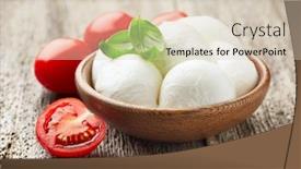  Presentation with leaves - Presentation theme enhanced with mozzarella-with-tomatoes-and-basil background and a lemonade colored foreground