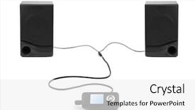  Presentation with speakers - Cool new theme with mp3 player and speakers isolated backdrop and a  colored foreground