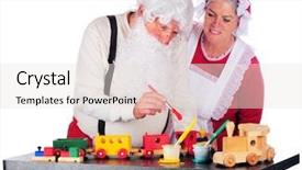  Presentation with white christmas - Beautiful presentation featuring mr - mrs claus looking over santa's backdrop and a white colored foreground