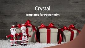  Presentation with christmas presents - PPT theme with mr - red christmas presents on wooden background and a dark gray colored foreground