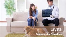  Presentation with doctor visiting family - Slide set with mri animals - vet doctor visiting golden retriever background and a coral colored foreground