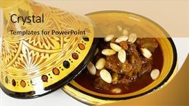  Presentation with almonds - Colorful slides enhanced with diced gingerbread on a wooden cutting board backdrop and a gold colored foreground