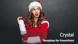  Presentation with mystery - Presentation theme having mrs - mystery woman in christmas costume background and a dark gray colored foreground