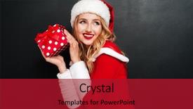  Presentation with santa - Beautiful theme featuring mrs - portrait of cheeful charming young backdrop and a crimson colored foreground