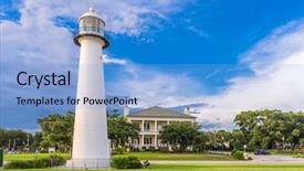  Presentation with lighthouse - Colorful theme enhanced with ms - biloxi mississippi usa at biloxi backdrop and a light blue colored foreground