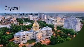  Presentation with dusk - PPT theme with ms - jackson mississippi usa cityscape background and a light blue colored foreground