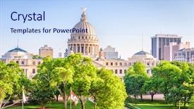  Presentation with cityscape - Cool new PPT theme with ms - jackson mississippi usa downtown cityscape backdrop and a sky blue colored foreground