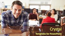  Presentation with architect - Presentation design featuring ms - portrait of male architect background and a tawny brown colored foreground