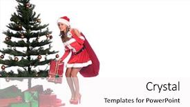  Presentation with christmas tree - PPT theme featuring ms - sexy ms santa claus background and a  colored foreground