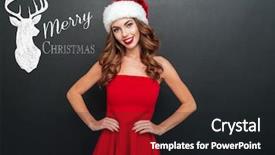  Presentation with holding hands - Slide set having ms - woman in christmas dress holding background and a dark gray colored foreground
