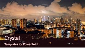  Presentation with urban buildings - PPT theme with mt faber at night background and a wine colored foreground