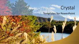  Presentation with fuji volcano - Amazing slide set having mt fuji and autumn foliage backdrop and a light blue colored foreground