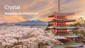  Presentation with japan - PPT theme enhanced with mt fuji and pagoda background and a coral colored foreground