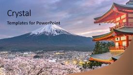  Presentation with japan - Cool new presentation theme with mt fuji and pagoda backdrop and a light blue colored foreground