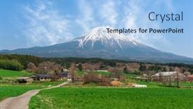  Presentation with farmland - PPT layouts consisting of mt-fuji-and-rural-farmland background and a light blue colored foreground