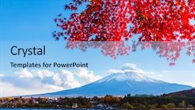  Presentation with mount fuji - PPT theme featuring mt fuji in autumn background and a light blue colored foreground