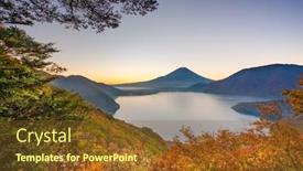  Presentation with japan - Amazing presentation design having mt-fuji-japan-at-lake backdrop and a tawny brown colored foreground