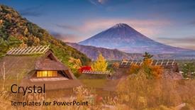  Presentation with japan - PPT theme enhanced with mt fuji japan autumn landscape background and a red colored foreground