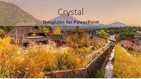  Presentation with japan - Presentation with mt-fuji-japan-autumn-landscape background and a coral colored foreground