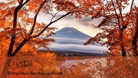 Presentation with japan - Presentation theme featuring mt-fuji-japan-autumn background and a tawny brown colored foreground