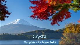  Presentation with season - PPT theme featuring mt-fuji-japan-from-kawaguchi background and a ocean colored foreground
