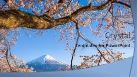  Presentation with japan - Theme with mt-fuji-japan-on-lake background and a light blue colored foreground