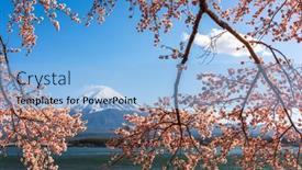  Presentation with japan - Presentation with mt-fuji-japan-on-lake background and a light blue colored foreground