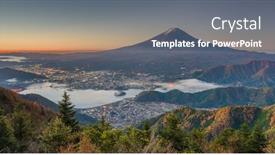  Presentation with japan - Audience pleasing slide set consisting of mt-fuji-japan-over-kawaguchi backdrop and a gray colored foreground
