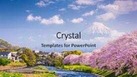  Presentation with japan beautiful landscape mountain fuji - Amazing presentation theme having mt fuji japan spring landscape backdrop and a light blue colored foreground