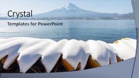  Presentation with house snow mountain - Slide deck with mt fuji mountain with snow background and a light blue colored foreground