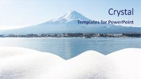  Presentation with house snow mountain - Cool new PPT theme with mt fuji mountain with snow backdrop and a sky blue colored foreground