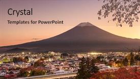  Presentation with mount fuji - Beautiful slide deck featuring mt fuji rises over fujiyoshida backdrop and a coral colored foreground