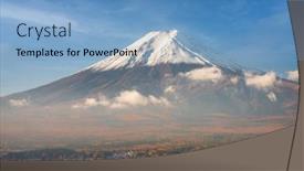  Presentation with towers - Presentation theme having mt-fuji-towers-over-fujiyoshida background and a teal colored foreground