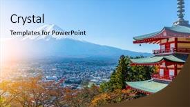  Presentation with mountain - Slide deck consisting of mt fuji viewed from behind background and a light blue colored foreground
