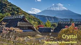  Presentation with japan - Colorful slide set enhanced with mt fuji viewed from iyashinofurusato backdrop and a tawny brown colored foreground