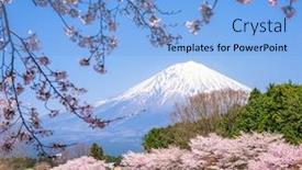  Presentation with rural - Cool new presentation theme with mt-fuji-viewed-from-rural backdrop and a light blue colored foreground