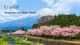  Presentation with rural - Colorful theme enhanced with mt-fuji-viewed-from-rural backdrop and a light blue colored foreground