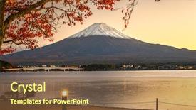  Presentation with mount fuji - PPT layouts consisting of mt fuji with autumn foliage background and a tawny brown colored foreground