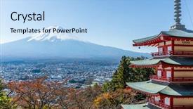  Presentation with autumn - Theme enhanced with mt fuji with chureito pagoda background and a light blue colored foreground