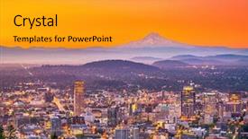  Presentation with skyline - Colorful presentation theme enhanced with mt hood at dawn backdrop and a gold colored foreground