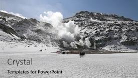  Presentation with hokkaido - PPT theme enhanced with mt-io-in-hokkaido-japan background and a light gray colored foreground