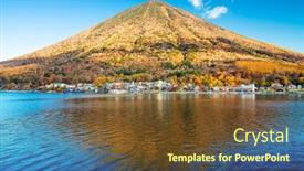  Presentation with lake - Cool new presentation theme with mt-nantai-on-lake-chuzenji backdrop and a tawny brown colored foreground