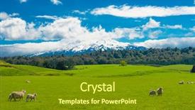  Presentation with green hills - Slides with mt ruapehu covered by snow background and a tawny brown colored foreground