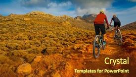  Presentation with cycling - Colorful presentation theme enhanced with many sports - cycling woman and mani crete backdrop and a tawny brown colored foreground