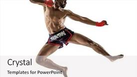  Presentation with thai boxing - Slide set consisting of muay thai kickboxing kickboxer boxing background and a light gray colored foreground