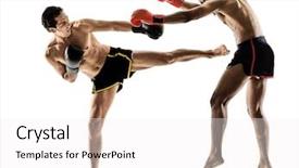  Presentation with thai boxing - Beautiful presentation design featuring muay thai kickboxing kickboxer boxing backdrop and a white colored foreground