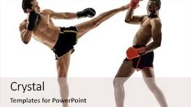  Presentation with thai boxing - Cool new presentation design with muay thai kickboxing kickboxer boxing backdrop and a soft green colored foreground