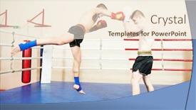  Presentation with thai boxing - Beautiful PPT theme featuring muay-thai-sportsman-fighting backdrop and a lemonade colored foreground