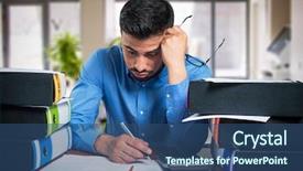  Presentation with job - Slides with much - man doing a boring job background and a ocean colored foreground