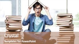  Presentation with college - Slide set consisting of much education - young man student preparing background and a coral colored foreground